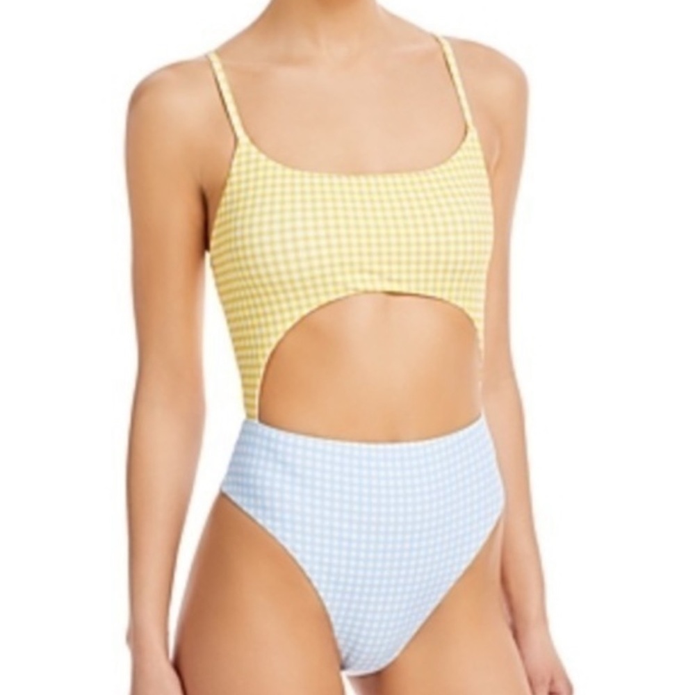 NWT AQUA BLOOMINGDALES checkered cut out Monokini size medium